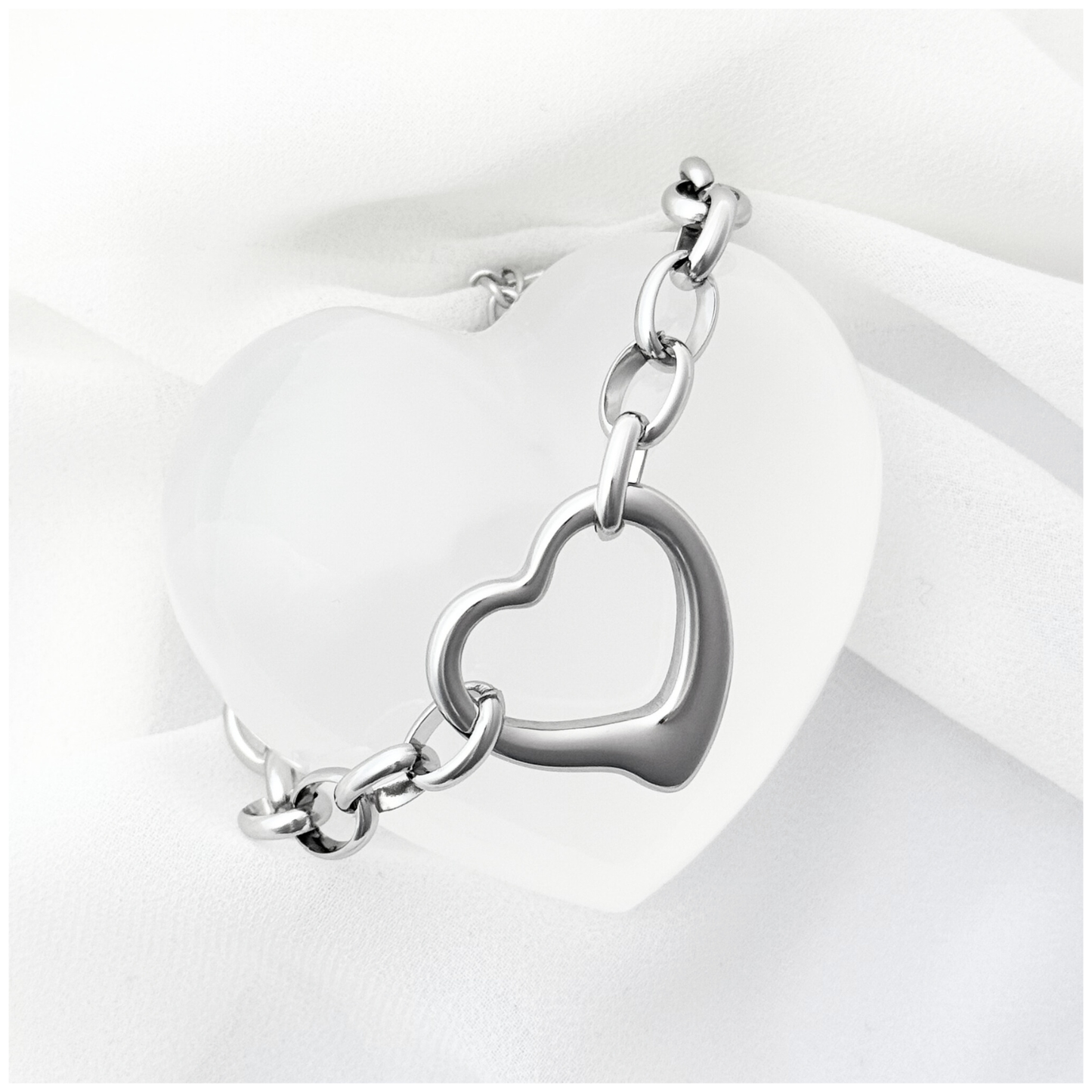 PULSERA CORAZON CADENA ACERO