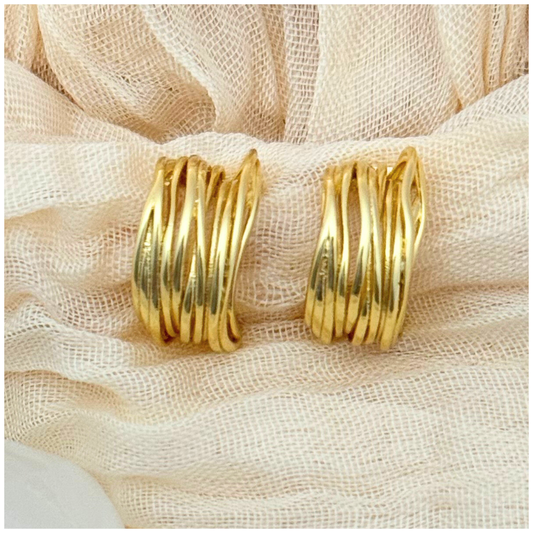 ARETE MEDIO VARIAS LINEAS DORADO CHAPA