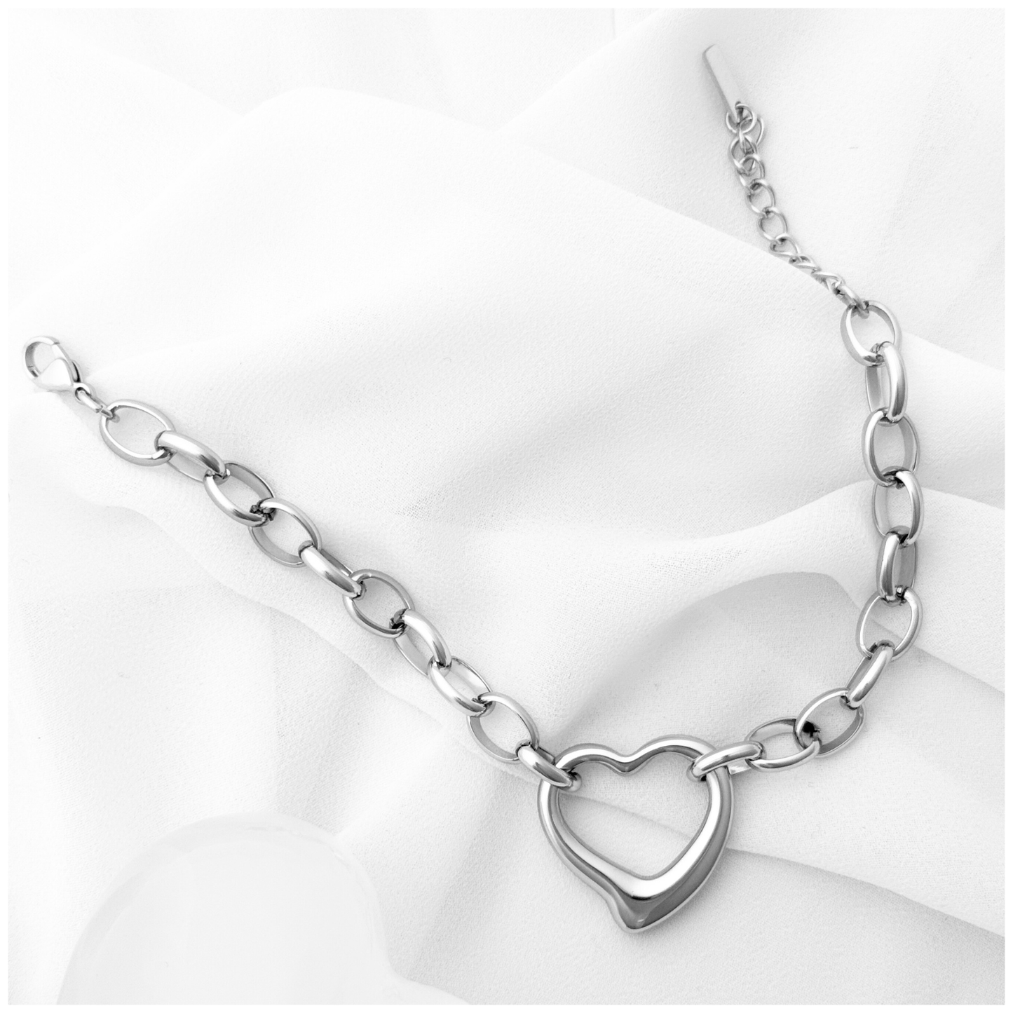 PULSERA CORAZON CADENA ACERO