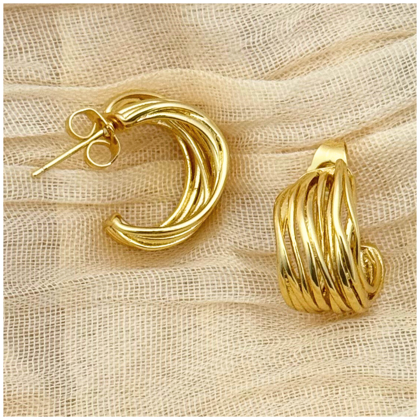 ARETE MEDIO VARIAS LINEAS DORADO CHAPA