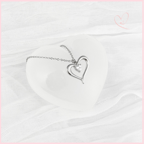 CADENA Y DIJE  CORAZON LISO CIRCONIA CORAZON PLATA.925