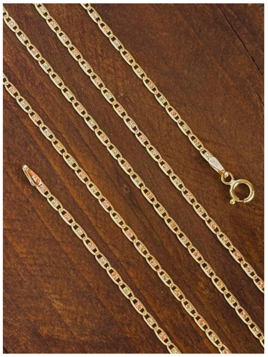 10K GOLD TRI-COLOR CHAIN 