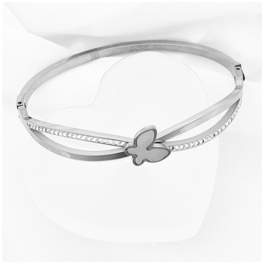 PULSERA ARO MARIPOSA CON CIRCONIA ACERO