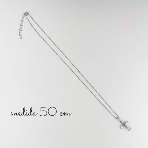 CADENA CRUZ CIRCONIA Y CRISTO PLATA .925 RODIO