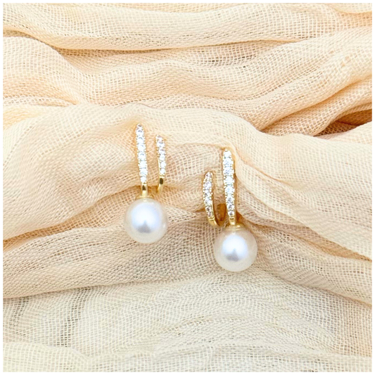 ARETE DOS BARRAS PERLA ORO LAMINADO