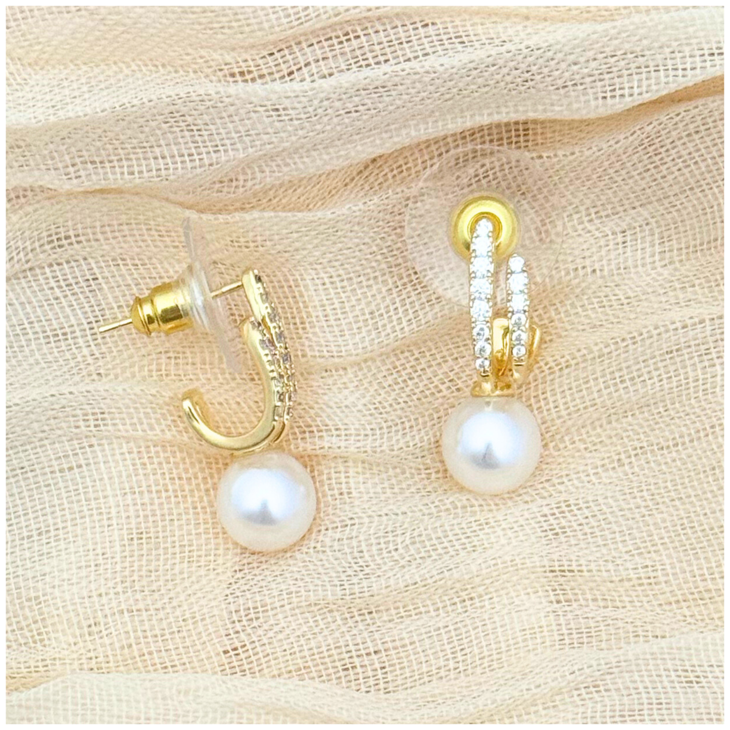 ARETE DOS BARRAS PERLA ORO LAMINADO