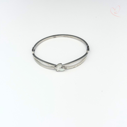 PULSERA ARO MARIPOSA CON CIRCONIA ACERO