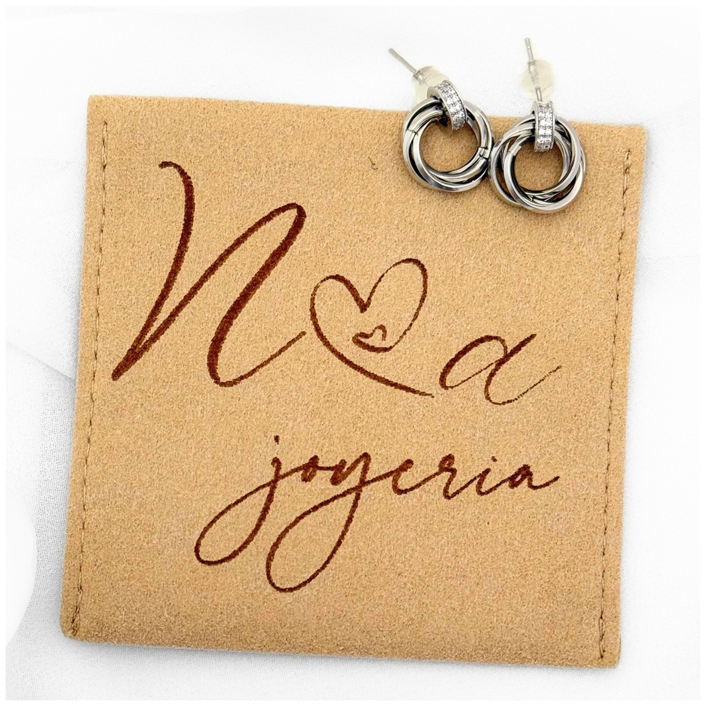 ARETE AROS CON CIRCONIA BLANCO CHAPA