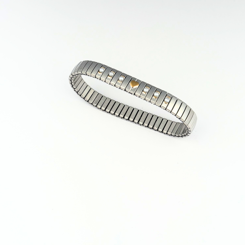 PULSERA CORAZON PERLA ACERO