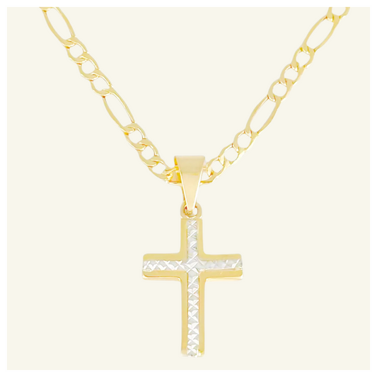 COLLAR FIGARO CRUZ DIAMANTADA ORO 14K