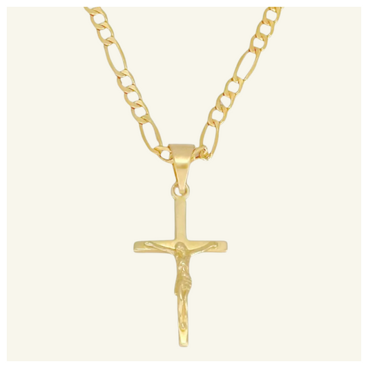 COLLAR FIGARO CRISTO CRUZ LISA ORO 14K