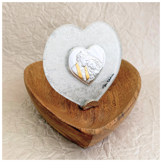 CORAZON SAGRADA FAMILIA EN MURANO PLATA