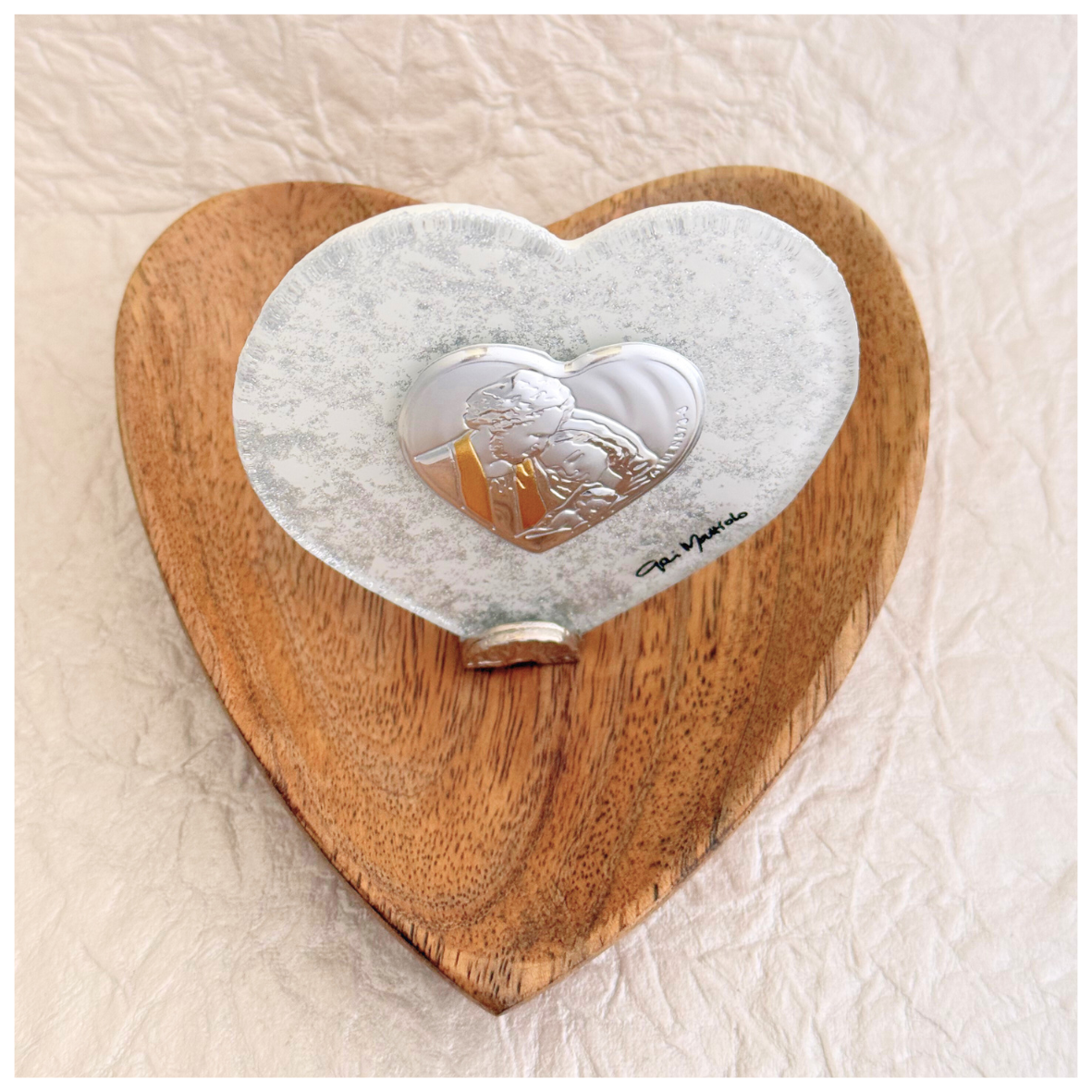 CORAZON SAGRADA FAMILIA EN MURANO PLATA