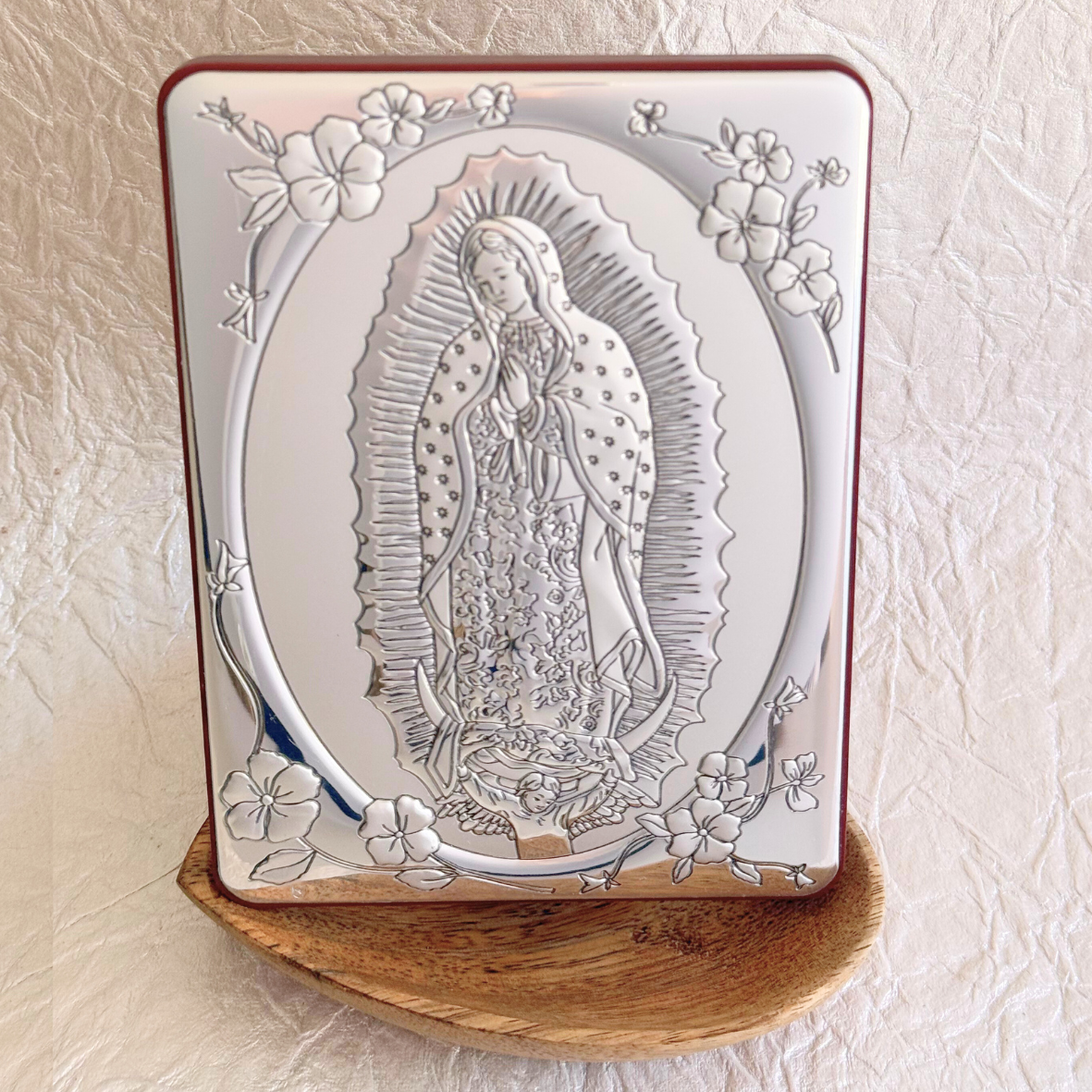 RETABLO GRANDE  VIRGEN DE GUADALUPE FLORES PLATA