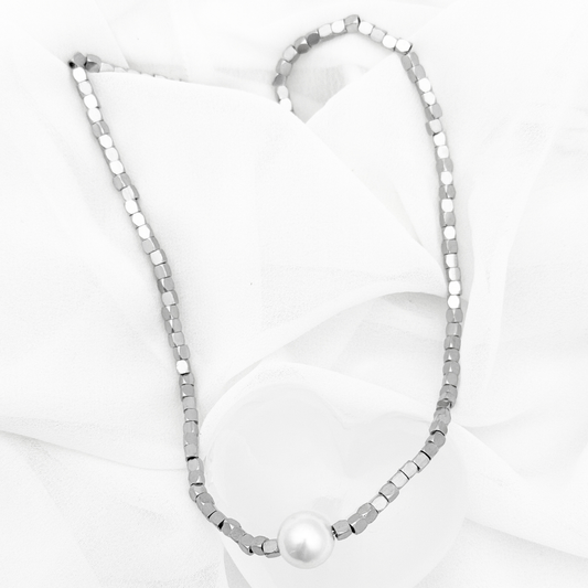 GARGANTILLA PERLA ACERO