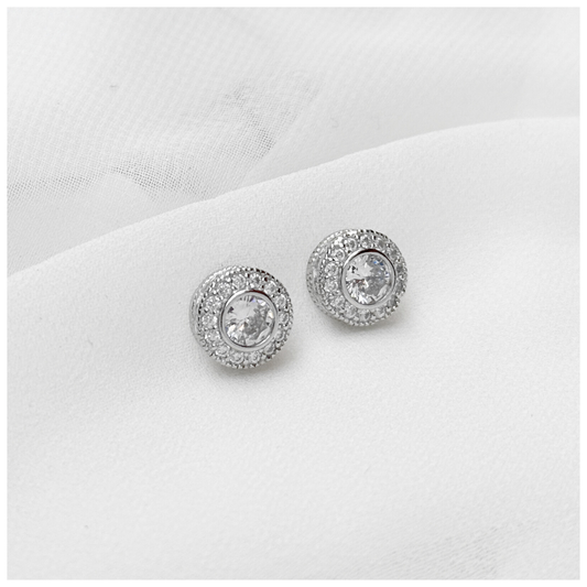 BROQUEL MICRO PAVE CIRCONIAS PLATA .925 RODIO