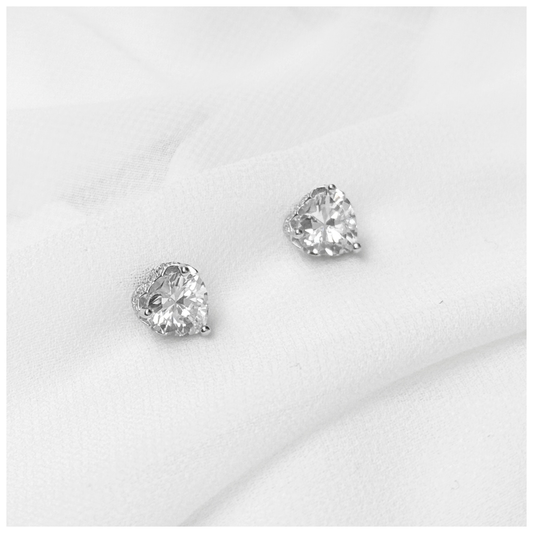 BROQUEL CORAZON CORONA MICROPAVE PLATA .925 RODIO