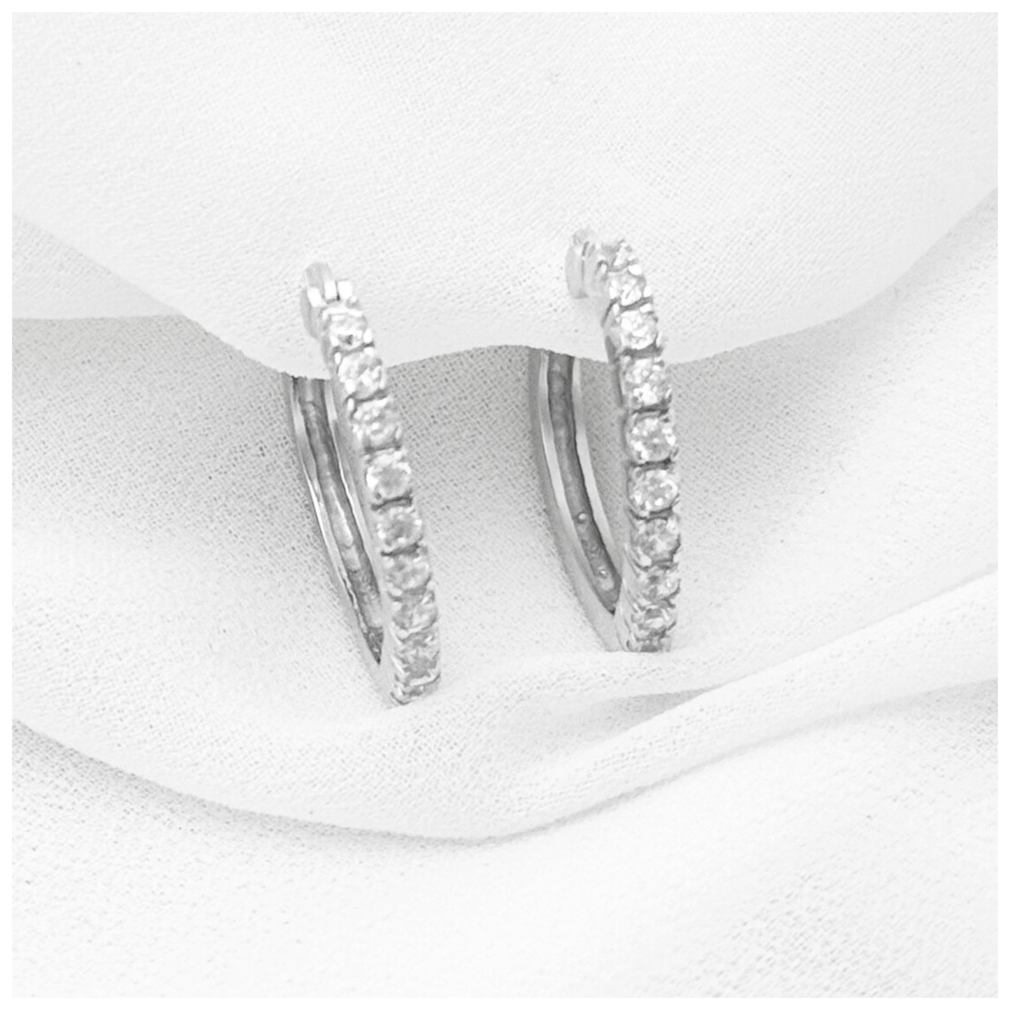 ARETE ARO CORAZON CIRCONIAS PLATA .925 RODIO