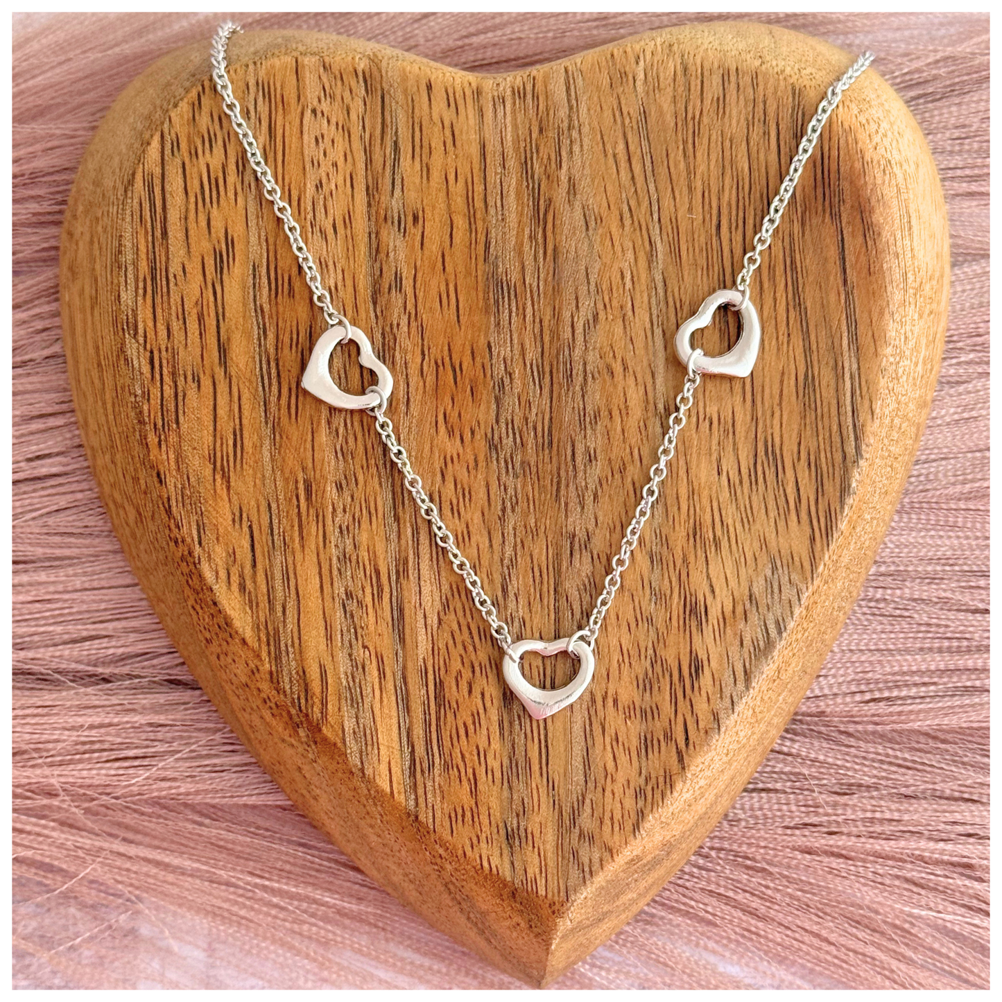 GARGANTILLA TRES CORAZONES LISOS PLATA .925 RODIO