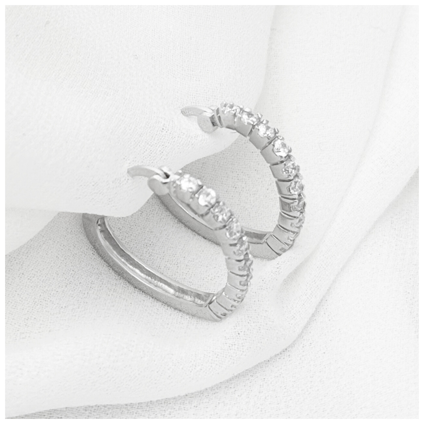 ARETE ARO CORAZON CIRCONIAS PLATA .925 RODIO