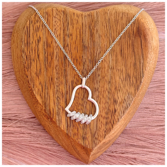 CADENA CORAZON CON PIEDRA PLATA .925 RODIO