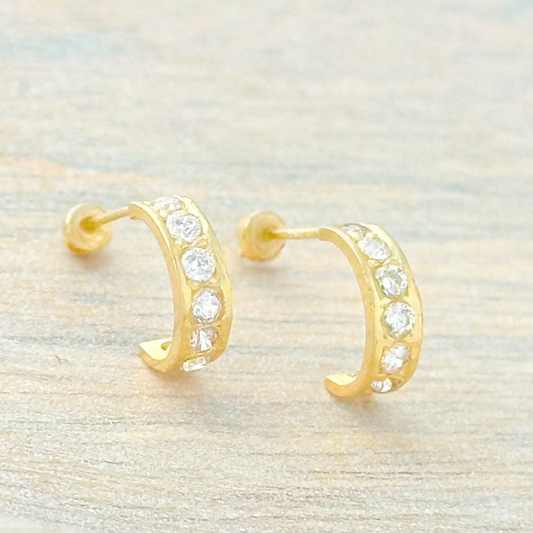 BROQUEL ARRACADA BISEL ZIRCONIA ORO 10K