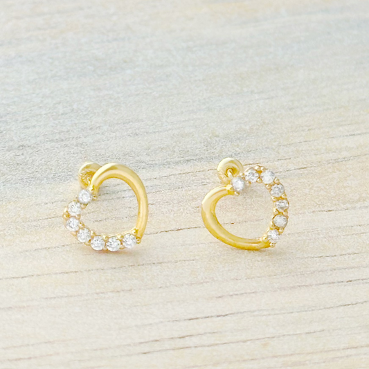 BROQUEL CORAZON LISO ZIRCONIA ORO 10K