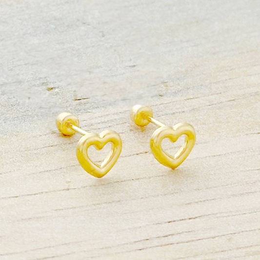 BROQUEL CORAZON CONTORNO LISO  ORO 10K