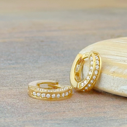 HUGIE DOBLE ZIRCONIA ORO 14K