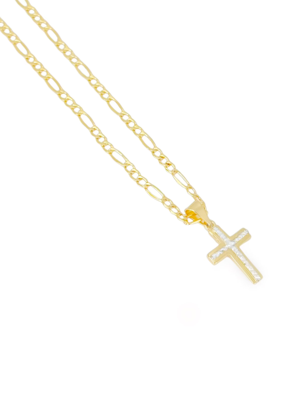 COLLAR FIGARO CRUZ DIAMANTADA ORO 14K