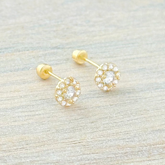 BROQUEL ROSETON ZIRCONIA ORO 10K