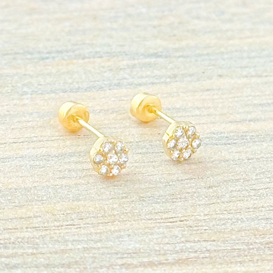 BROQUEL ROSETA VAC ZIRCONIAS ORO 10K
