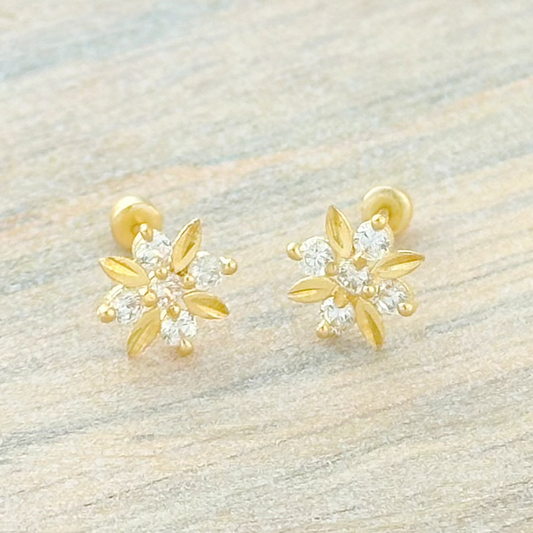 BROQUEL FLOR 4 HOJAS ORO 10K