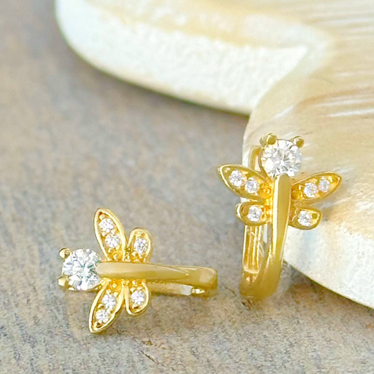 ARETE LIBELULA ZIRCONIA ORO 10K