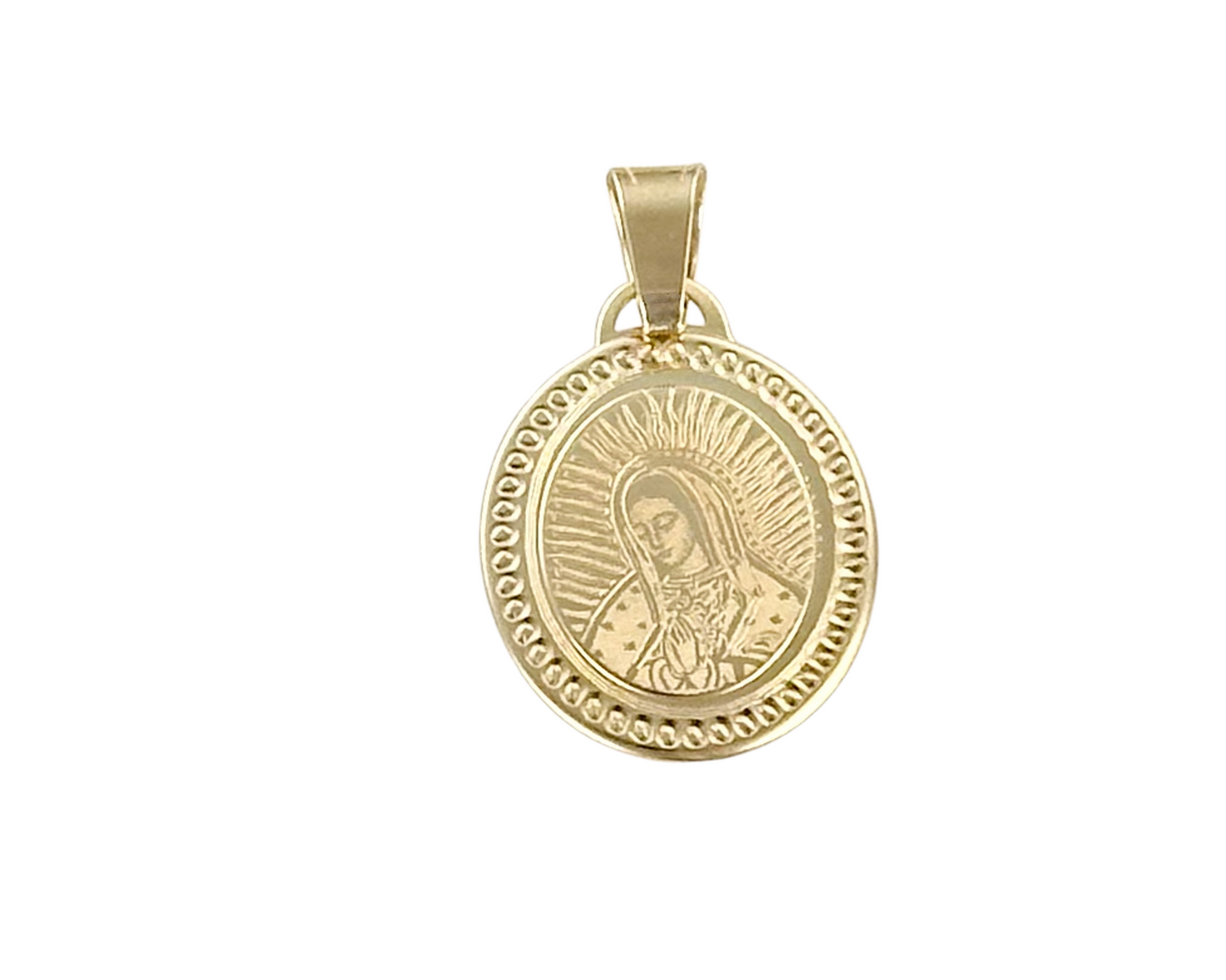 MEDALLA VIRGEN DE GUADALUPE OVAL LASER ORO 10K *