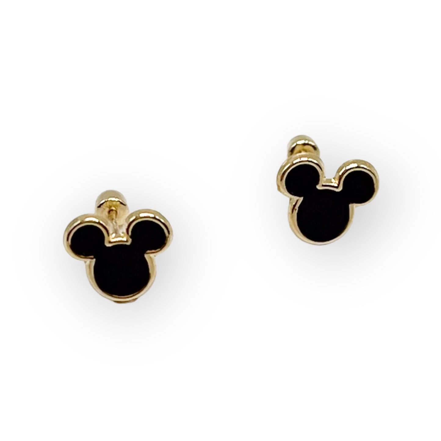 BROQUEL MICKEY ESMALTADO NEGRO ORO 10K DISNEY
