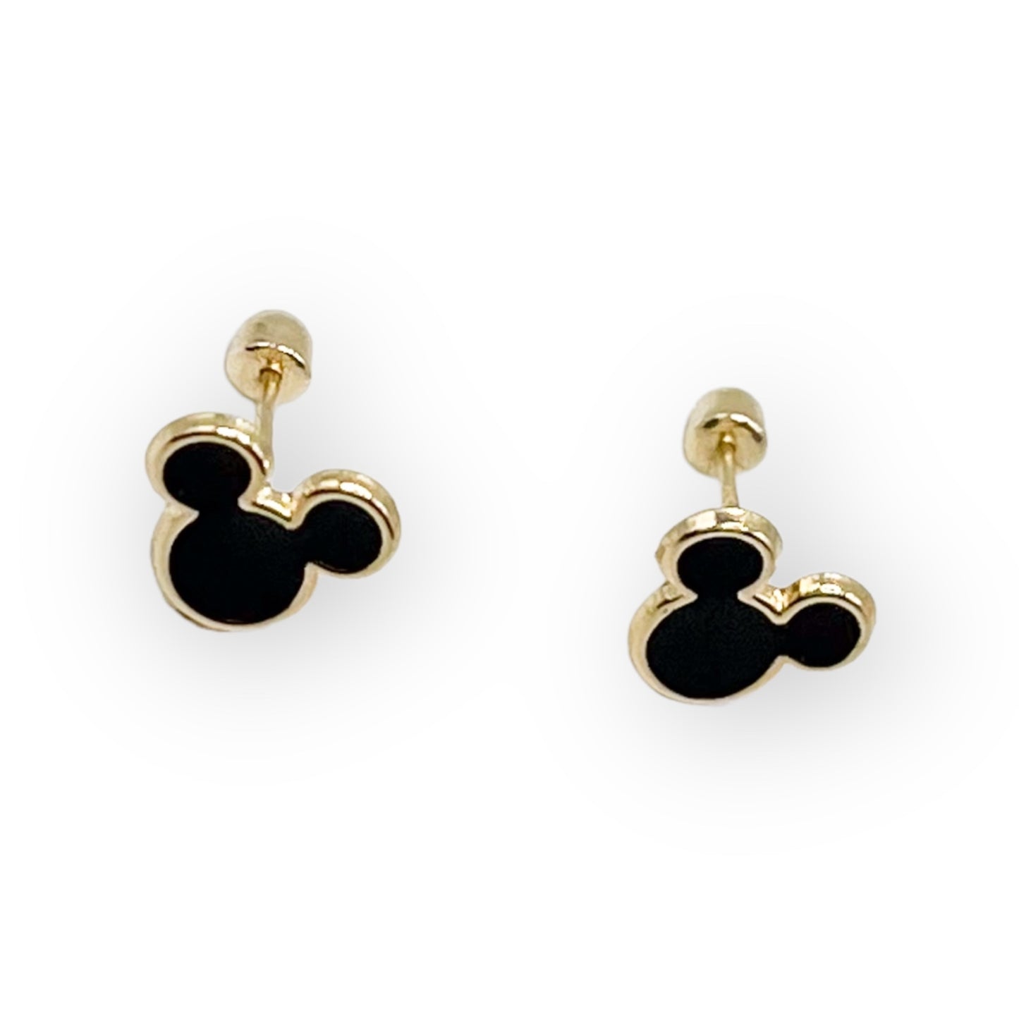 BROQUEL MICKEY ESMALTADO NEGRO ORO 10K DISNEY