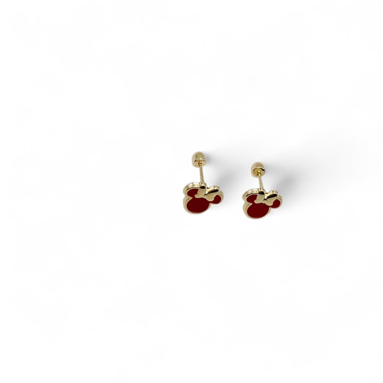 BROQUEL MIMI ESMALTADA ROJA  DISNEY ORO 10K