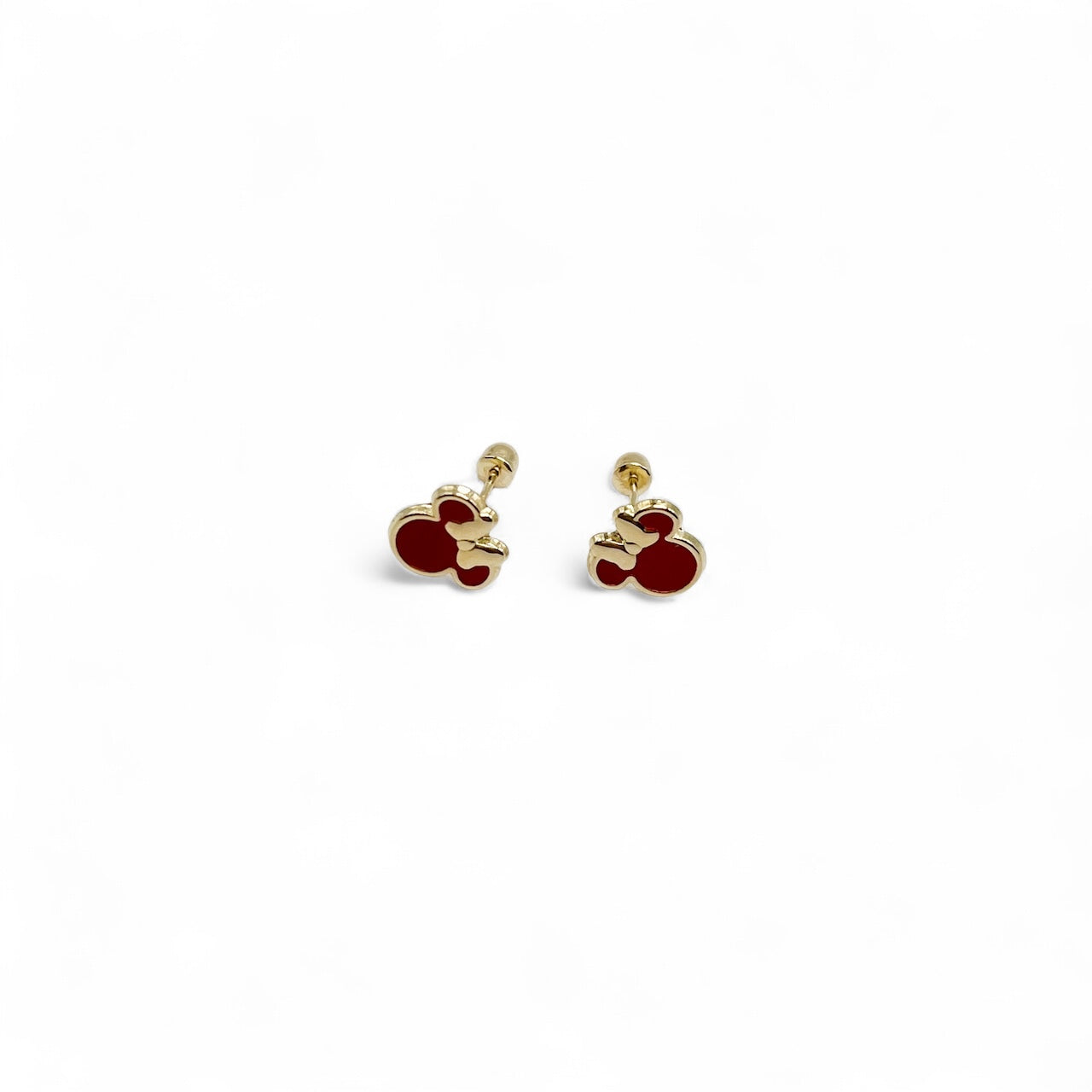 BROQUEL MIMI ESMALTADA ROJA  DISNEY ORO 10K