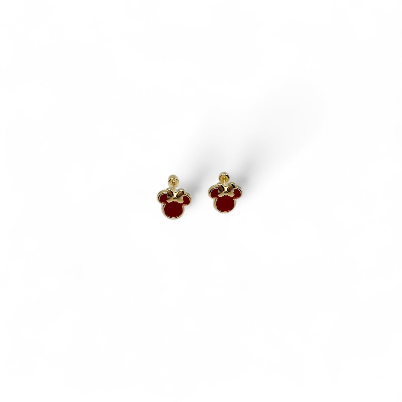 BROQUEL MIMI ESMALTADA ROJA  DISNEY ORO 10K