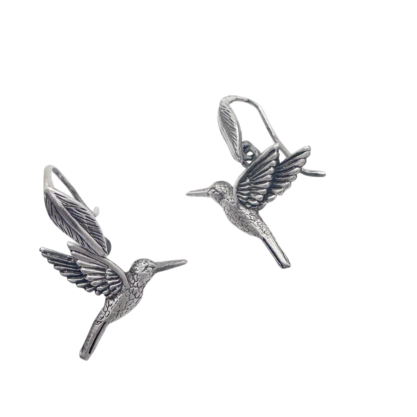 ARETE COLIBRI HOJA PLATA .925
