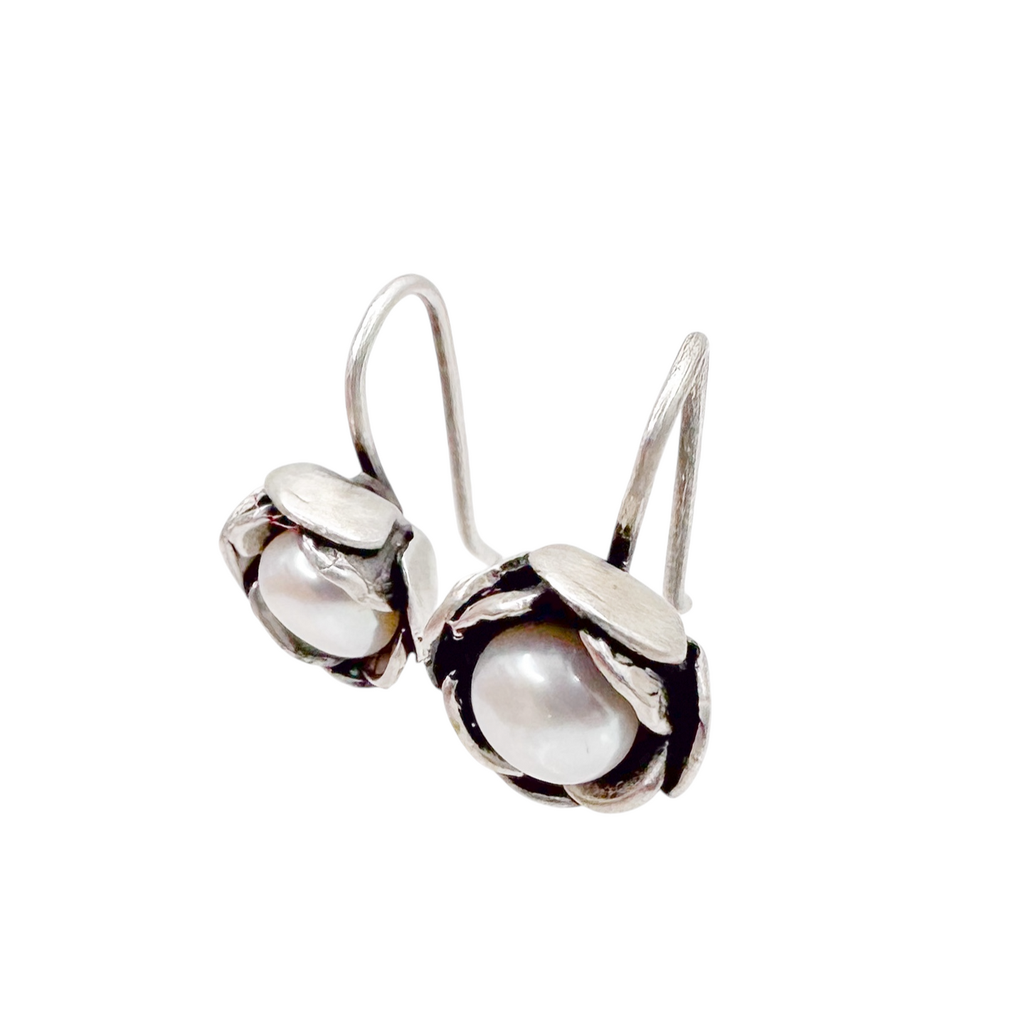 ARETE FLOR PERLA PLATA .925