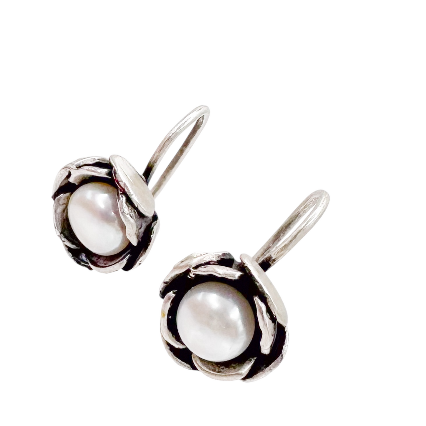 ARETE FLOR PERLA PLATA .925