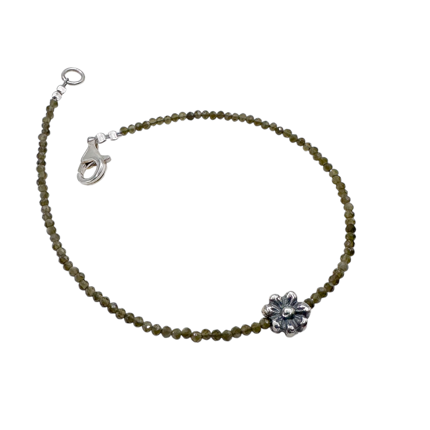 PULSERA FLOR PIEDRA JASPE PLATA .925