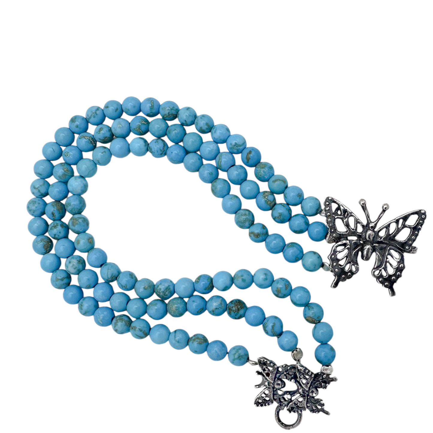 PULSERA MARIPOSAS TURQUESA  PLATA .925