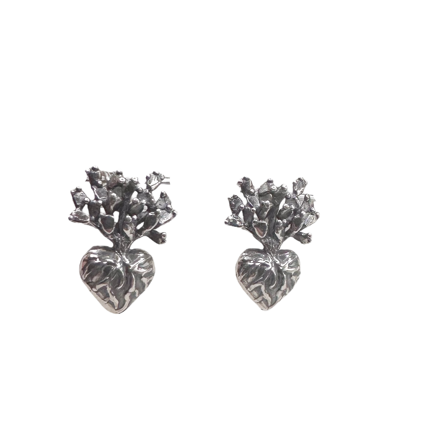ARETE CORAZON NOPAL PLATA .925