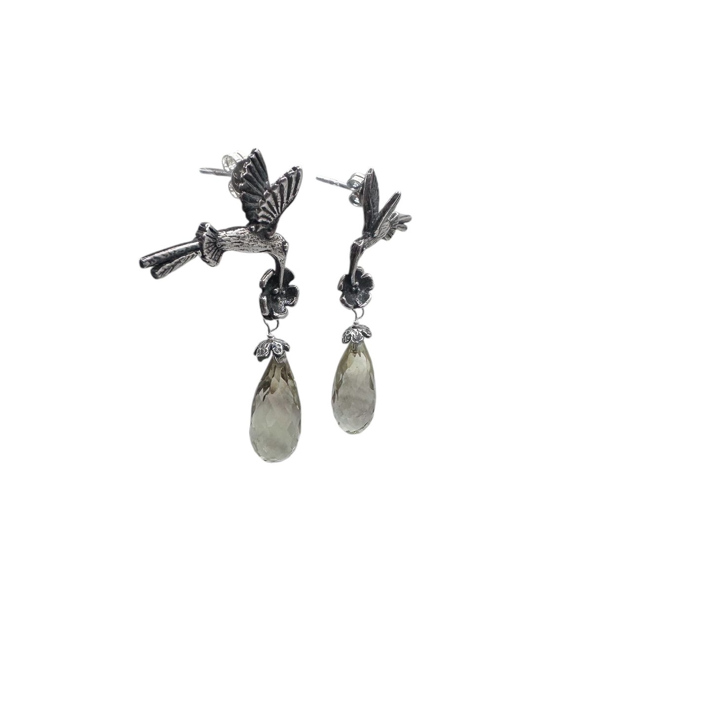 ARETE COLIBRIES FLOR PLATA .925