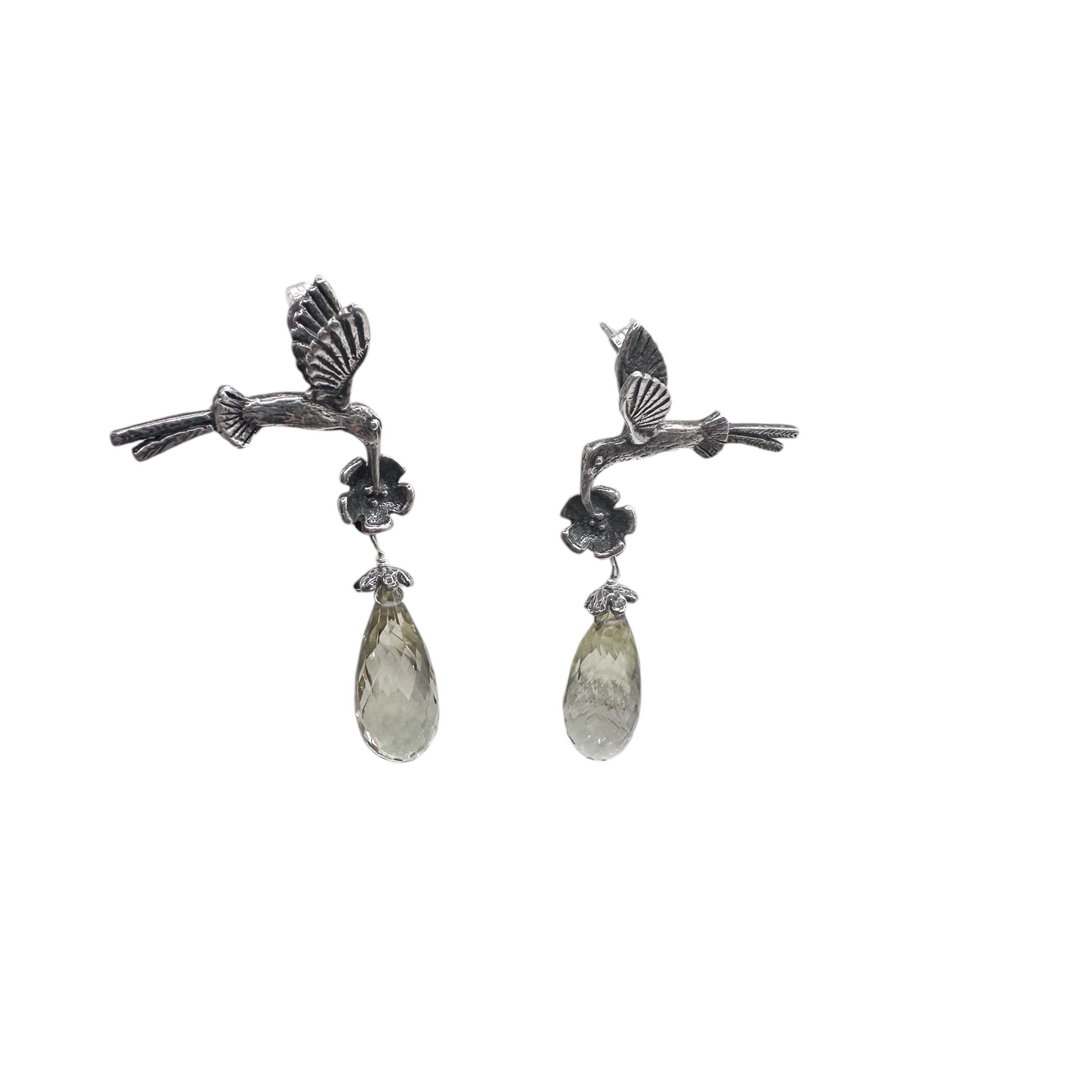ARETE COLIBRIES FLOR PLATA .925