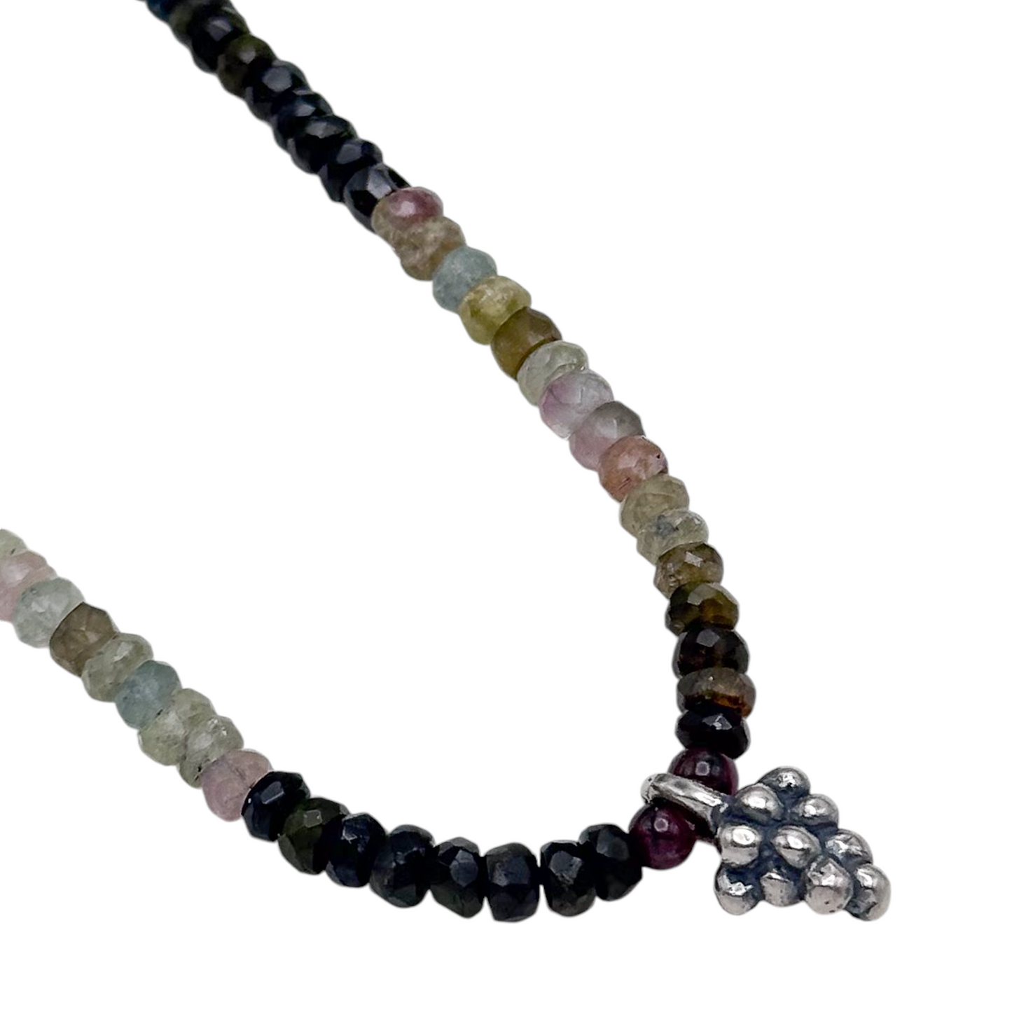 COLLAR UVAS PIEDRA NATURAL PLATA .925