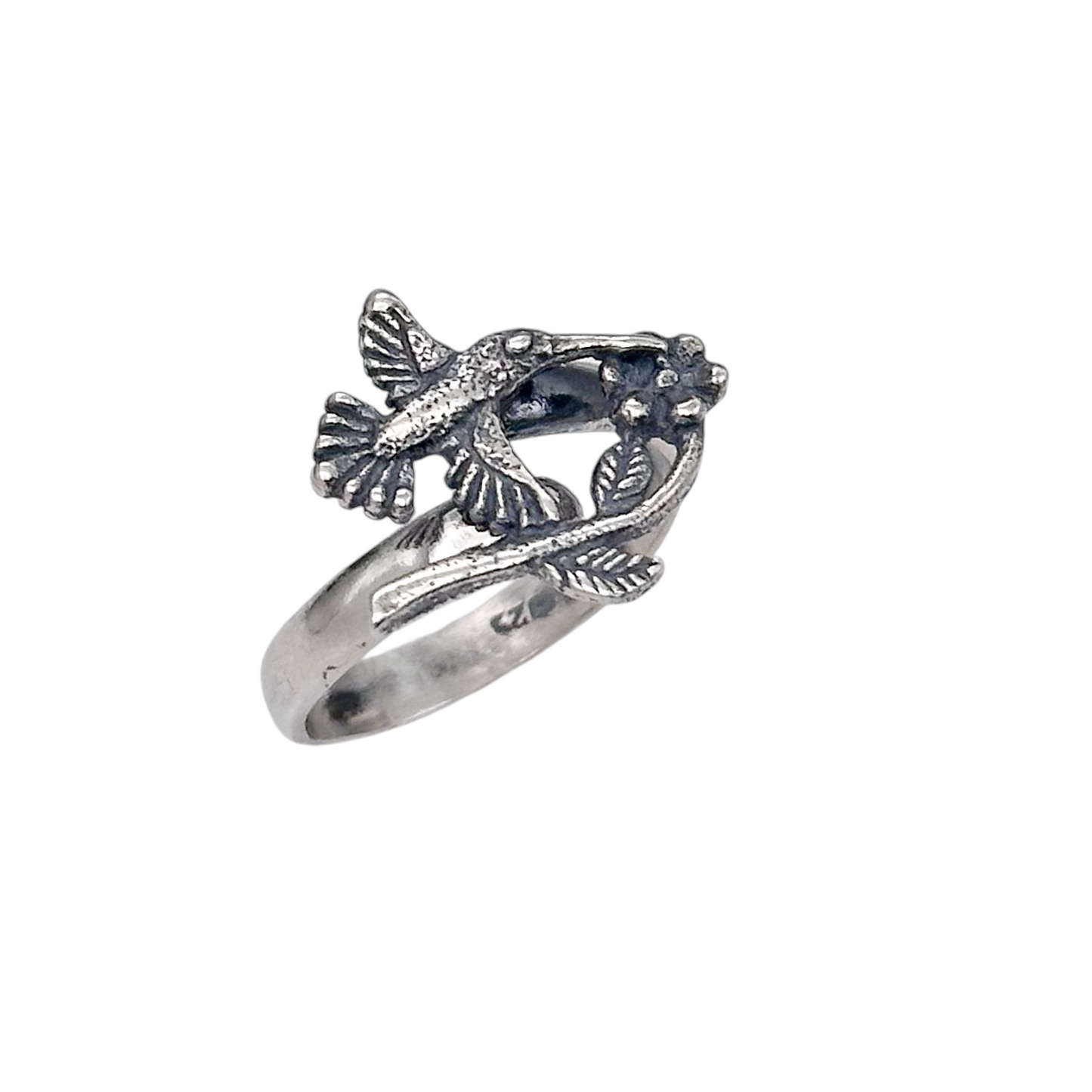 ANILLO COLIBRI FLOR PLATA .925
